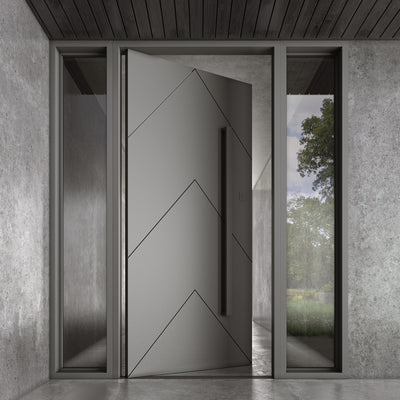 Iron Pivot Entry Doors - Galvanised - Zen Doors