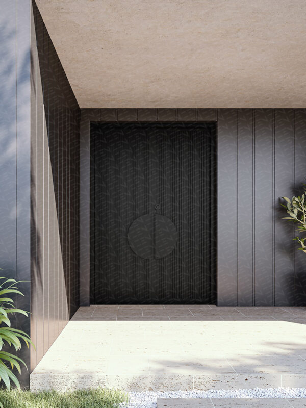 Zen Batten Iron Hinge Entry Double Doors - Right Hand | Galvanised FWA50