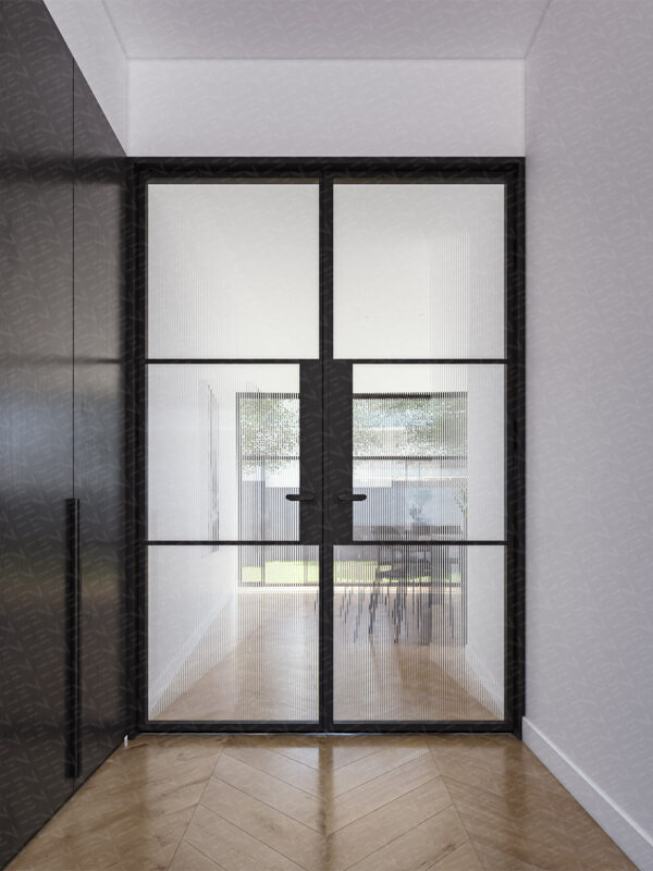 Zen 3Lite Internal Steel Frame Glass Double Doors – Right Hand | Galvanised FPS50