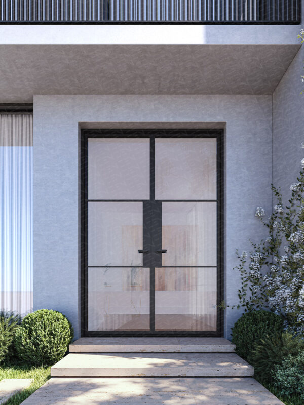 Zen 3Lite Steel Frame Glass External Hinge Doors (Right Hand Active) - Galvanised FPS50 Profile - Zen Doors & Windows