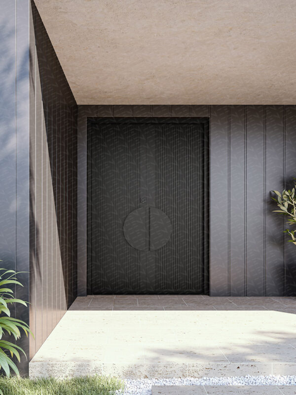 Zen Batten Edge Iron Hinge Entry Double Doors - Left Hand Active | Galvanised FWA50