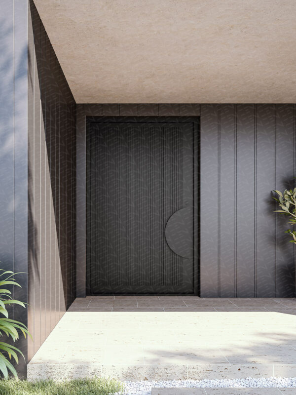 Zen Batten Edge Iron Pivot Entry Door - Left Hand | Galvanised FWA50