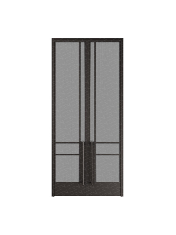 Zen 4Lite Steel Frame Glass Hinge Double Doors Internal (Right Hand Active) - Galvanised W40 Profile - Zen Doors & Windows