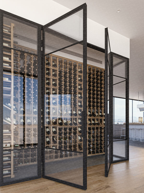 Zen 3Lite Steel Frame Glass Hinge Doors & Fixed Windows (Right Hand Active) Wine Cellar - Galvanised FPS50 Profile - Zen Doors & Windows