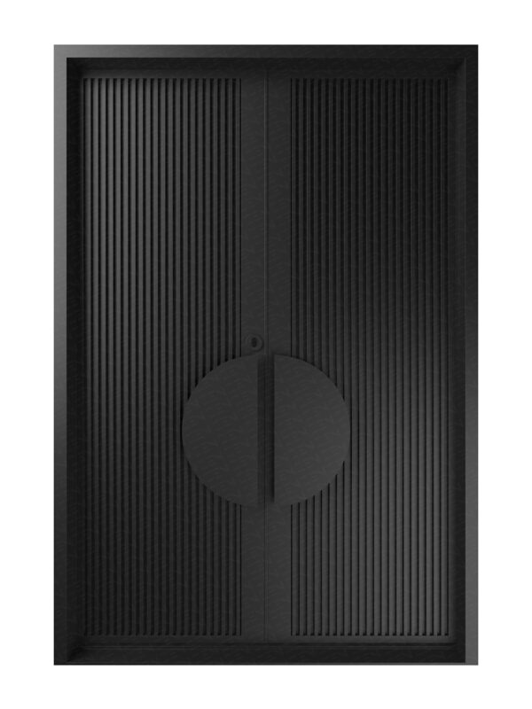 Zen Batten Edge Iron Hinge Entry Double Doors – Left Hand Active | Galvanised FWA50